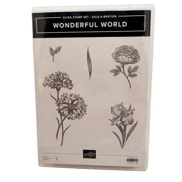 Stampin Up Wonderful World Cling Stamp Set Unmounted Flower Floral Botanical - Picture 1 of 4